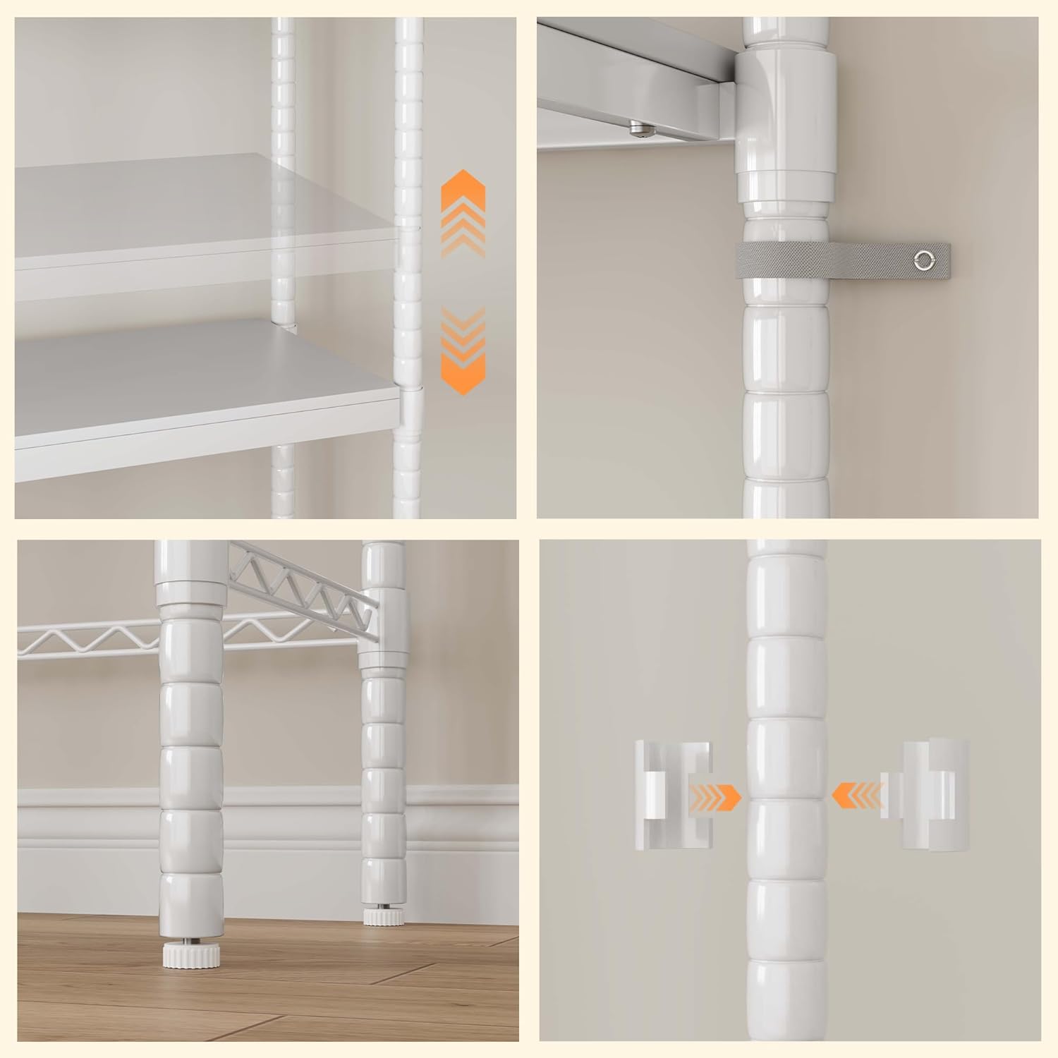 GAOMON Over The Washer and Dryer Storage Shelf, 5-Tier Adjustable Laundry Organizer with Double Layer Wood Shelves for Laundry Room Organization, White, 28 Inch