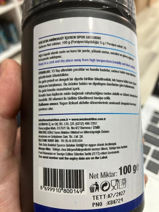 West Nutrition Creatine Monohydrate Creatine 100 g Flavored