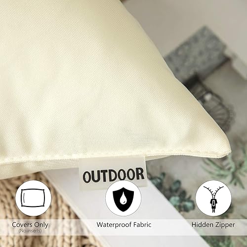 Miniatura 2 de MIULEE - Paquete de 2 fundas de cojín decorativas, impermeables para usar en exteriores, jardín, patio, tienda de campaña, sofá, decoraciones de