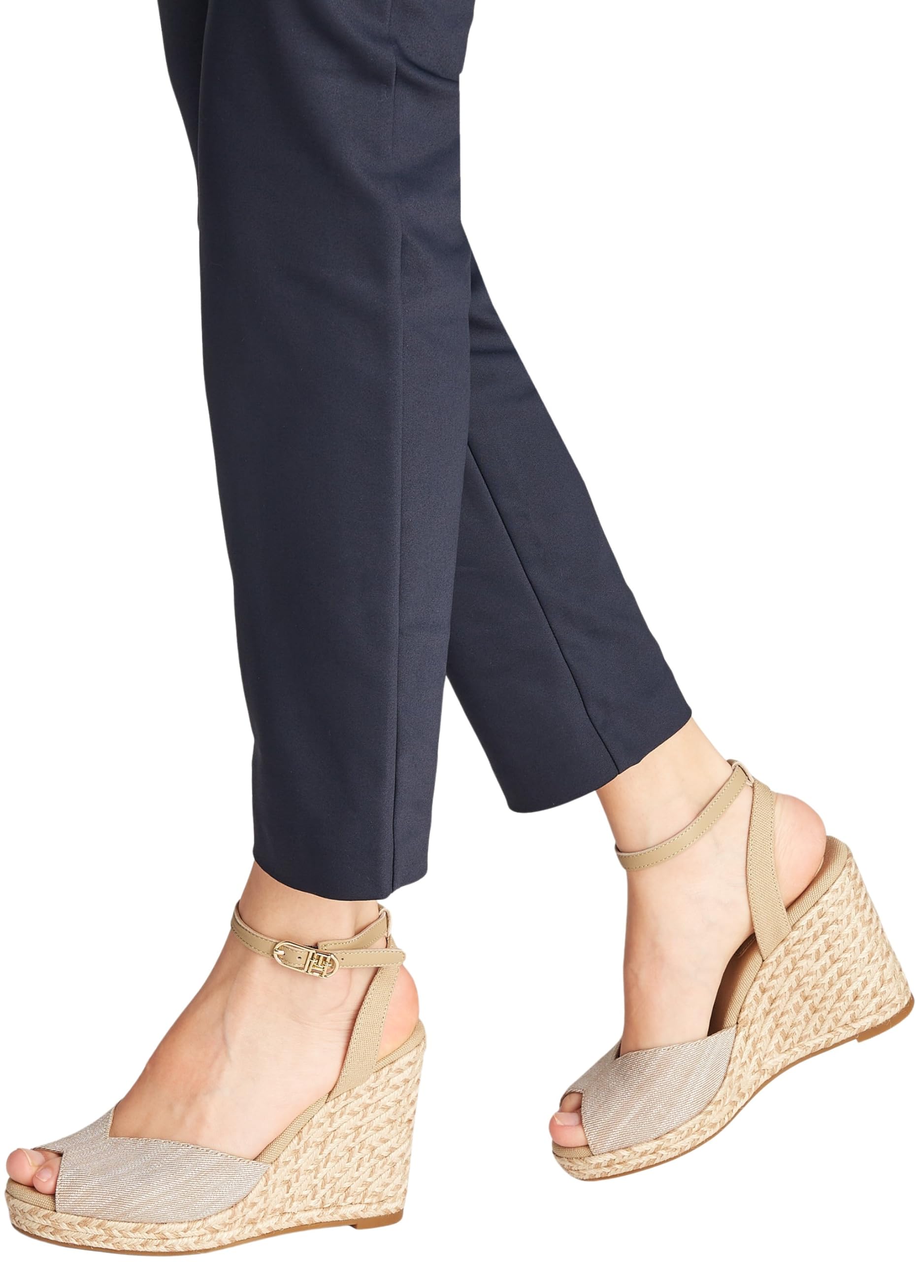 Tommy Hilfiger Donna Espadrillas Wedge Chambray High con Cinturino alla Caviglia