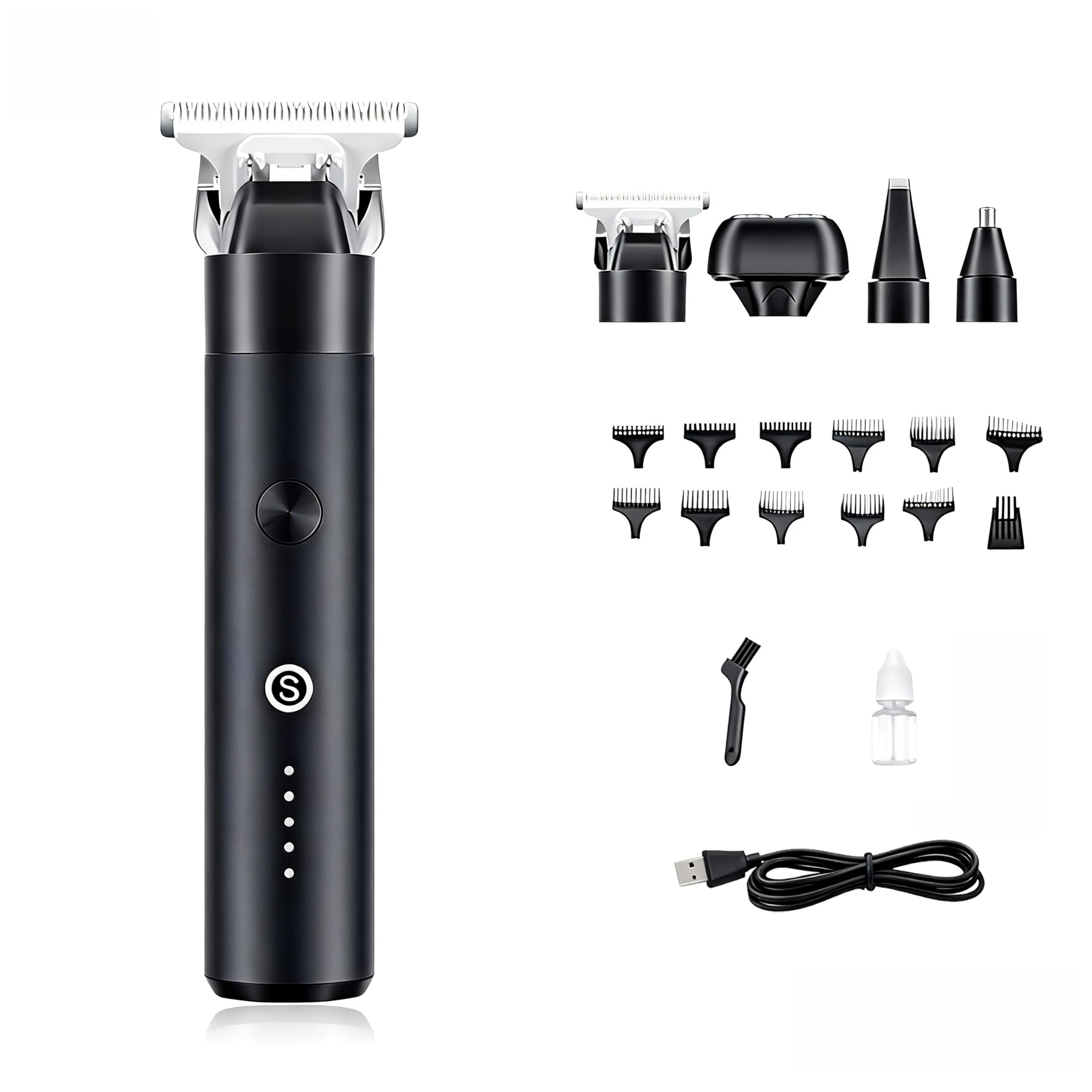Beard Trimmer for Men - Portable ＆ Metal Body，Electric Razor Shaver - IPX7 Waterproof Strong Power，4 in 1 Cordless Hair Clipper Trimmers Set for Beard Hair Nose Body Face，Gifts for Men (V53)