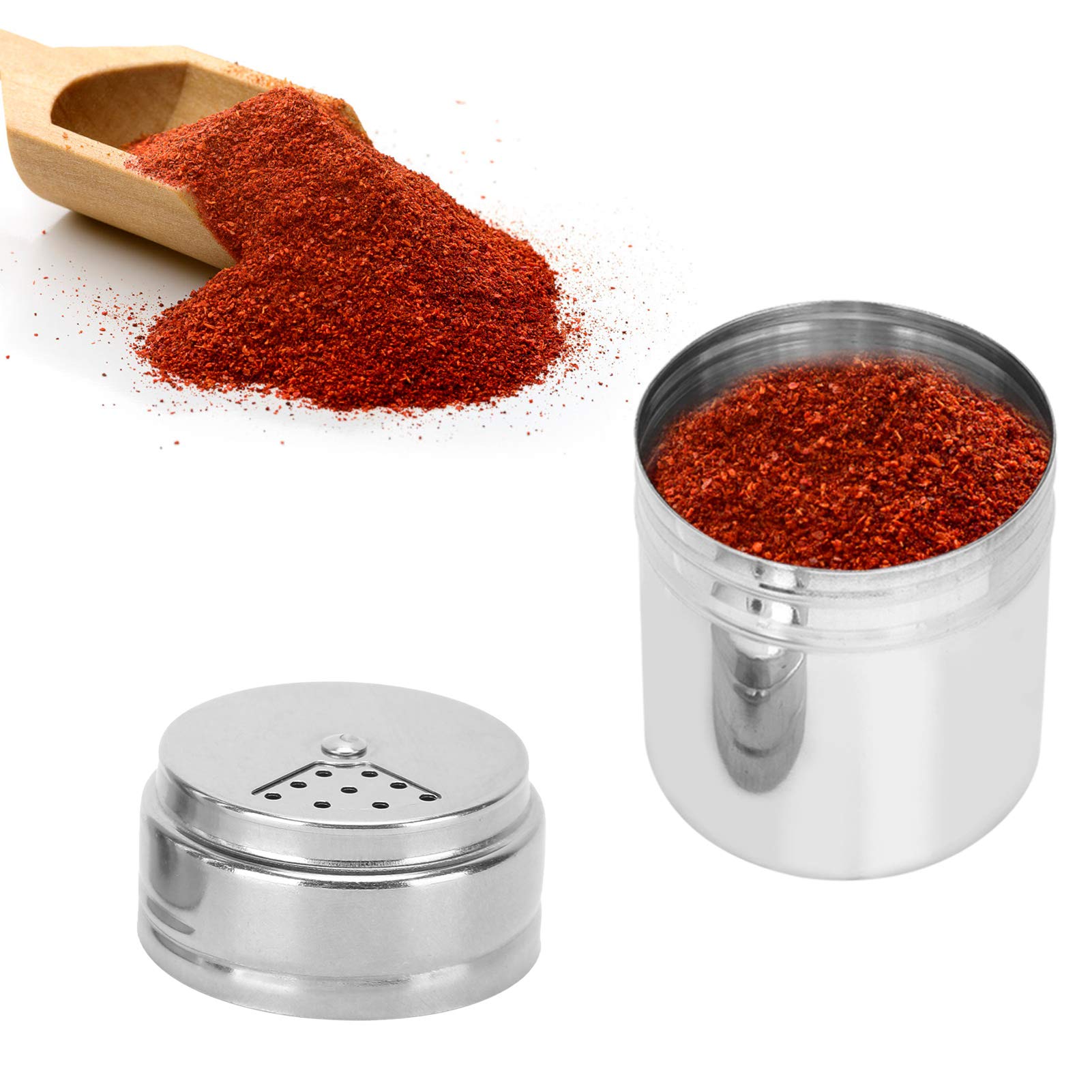 lvifloae Seasoning Bottle Travel Salt And Pepper Shakers Mini Camping Spice Kit Stainless Steel Spice Shaker With Rotating Cover Kitchen Gadget
