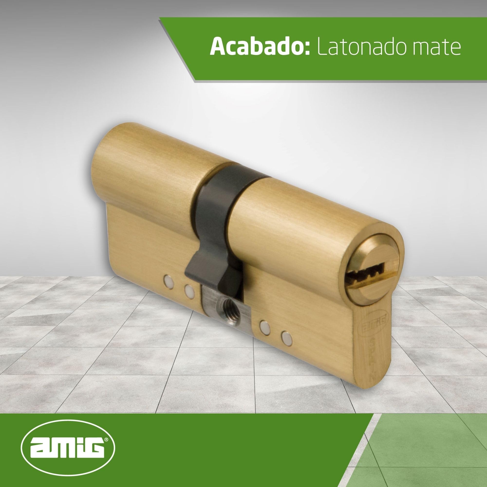 Amig - Cilindro de seguridad - Cerradura para puertas - Bombín de doble embrague - Antiganzúa y Antibumping - Incluye 5 llaves - Dorado mate - Medidas: 80 (35-45 mm)