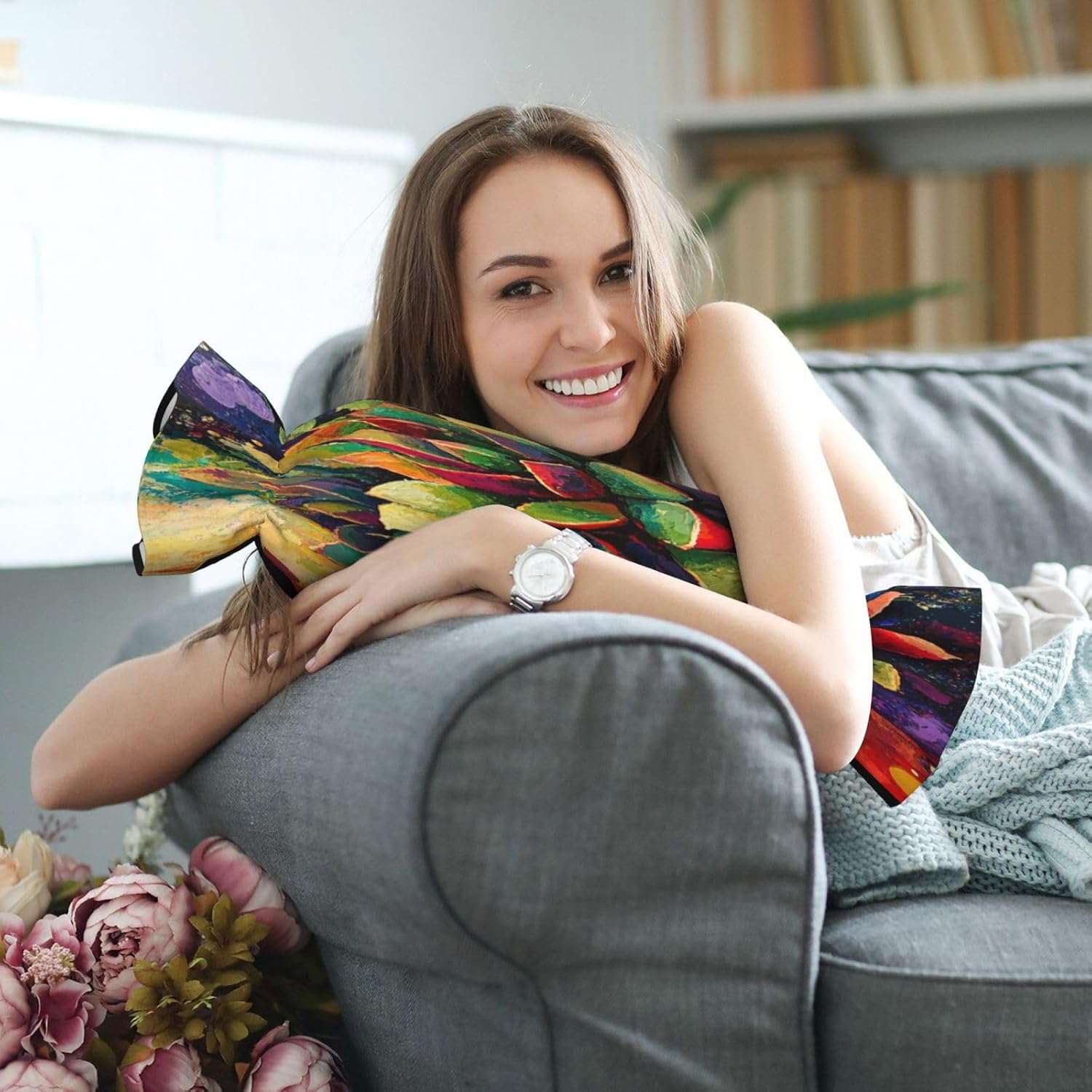 Mysterious Abstract Succulent Cylindrical Pillow-Premium Bed Pillows, Side Sleeper Neck Support, Decorative Candy Design, Soft and Durable