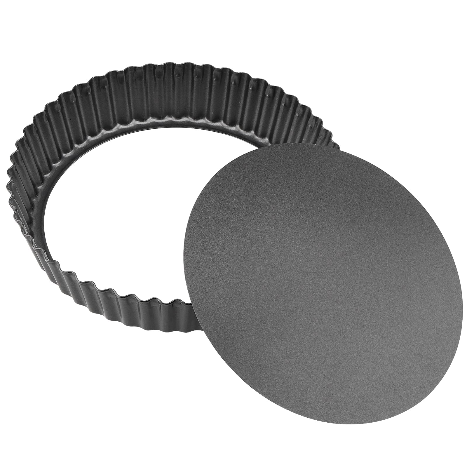MOUYAT Confezione da 3 teglie per quiche da 25,4 cm, profondità 26 cm, con fondo sciolto, rotonde antiaderenti, per torte, torta, torta