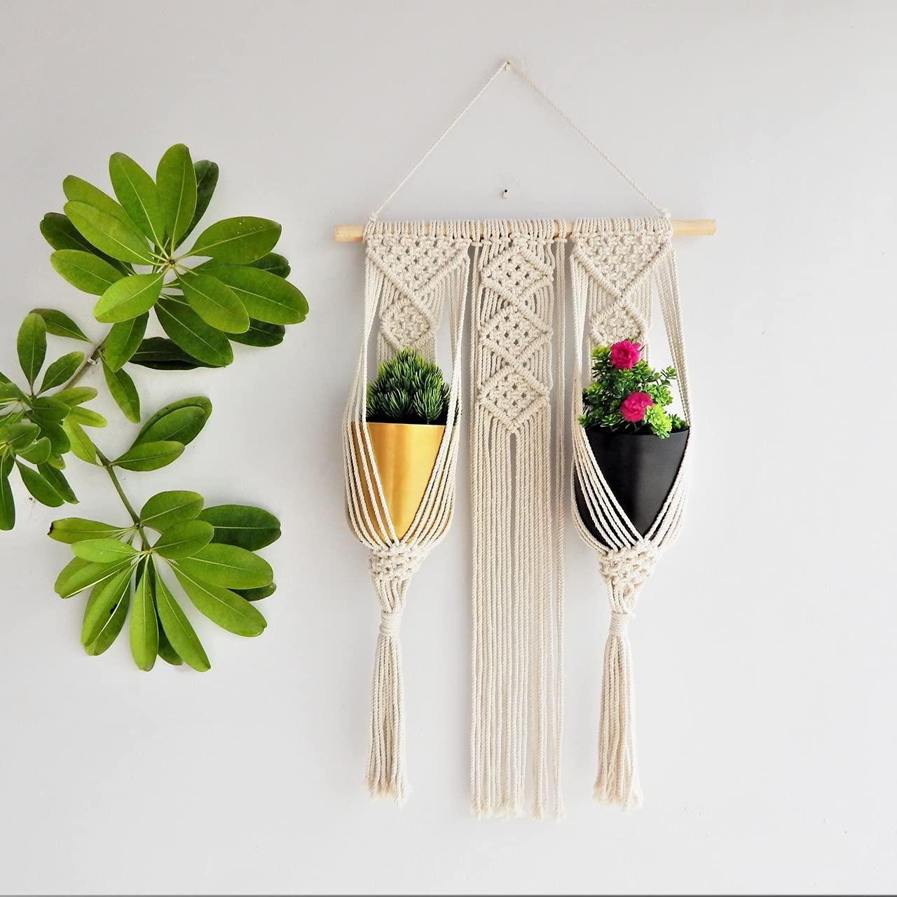 ecofynd Cotton Two Plant Hanger, Rope Flower Pot Holder for Indoor Outdoor Home Decor Garden Living Room, Handmade Wall Hook Hanger, 100% Organic (MPH104) (B09FHZ5Z7Z) Amazon Price History, Amazon Price Tracker