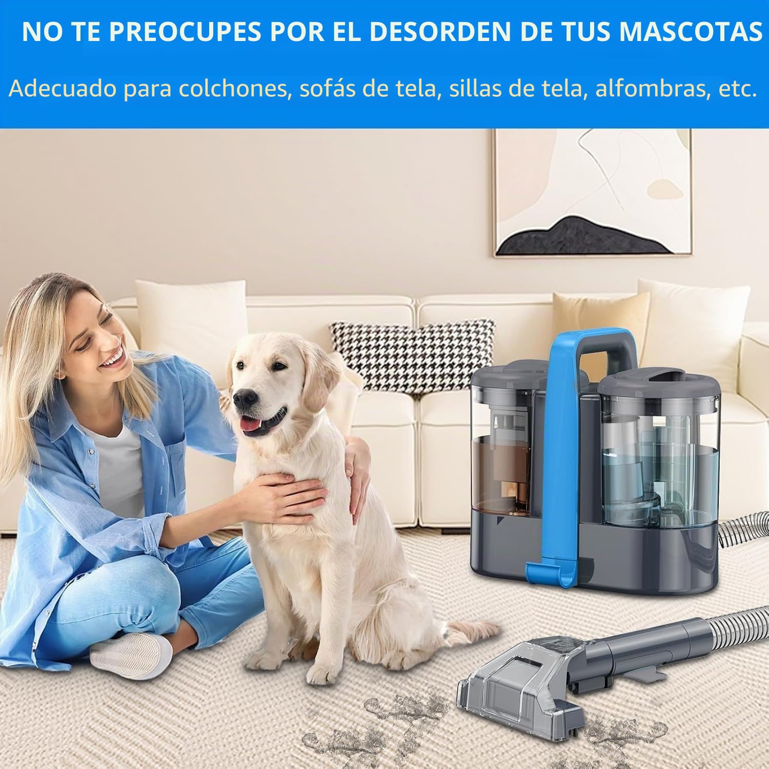Limpiador de Tapicería de 12 Kpa, 450 W, para Tapicería y Coche, Dispositivo de Limpieza para Sofá, Limpiador de Alfombras