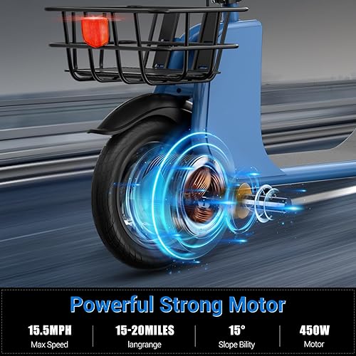 Miniatura 4 de SEHOMY 2 Seater Electric Scooter for Adults 330lbs, Folding Escooters with Seat, 850W Peak Motor, 2520 Miles Range, 2215.5 MPH, Storage Basket,