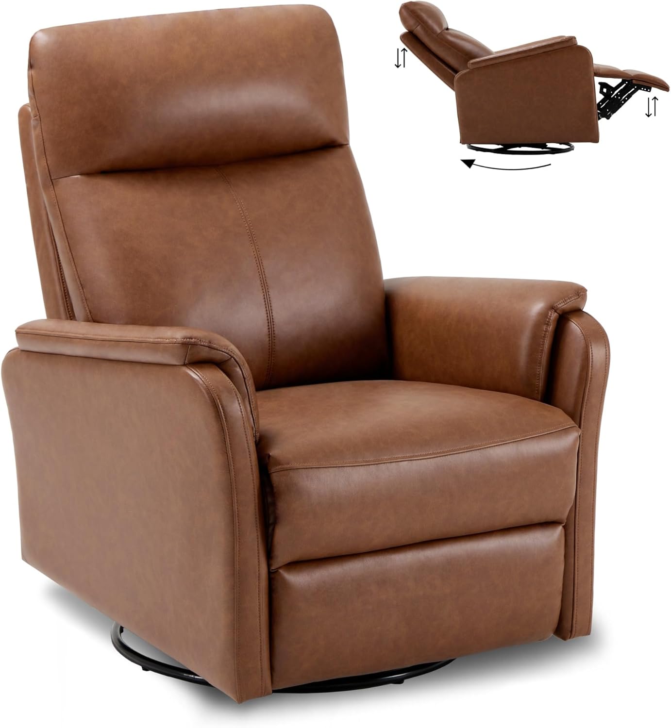 COLAMY Leather Swivel Rocker Recliner