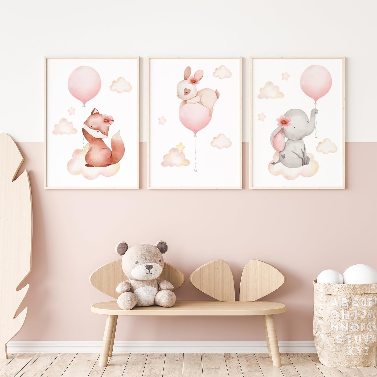 Zamety 3 Pièces Decoration Chambre Bebe Affiches, Animaux Affiche Chambre Bebe, A4 Tableau Chambre Enfant Poster, Tableau Animaux pour Deco Chambre Bebe, Sans Cadre, 21 x 30 cm
