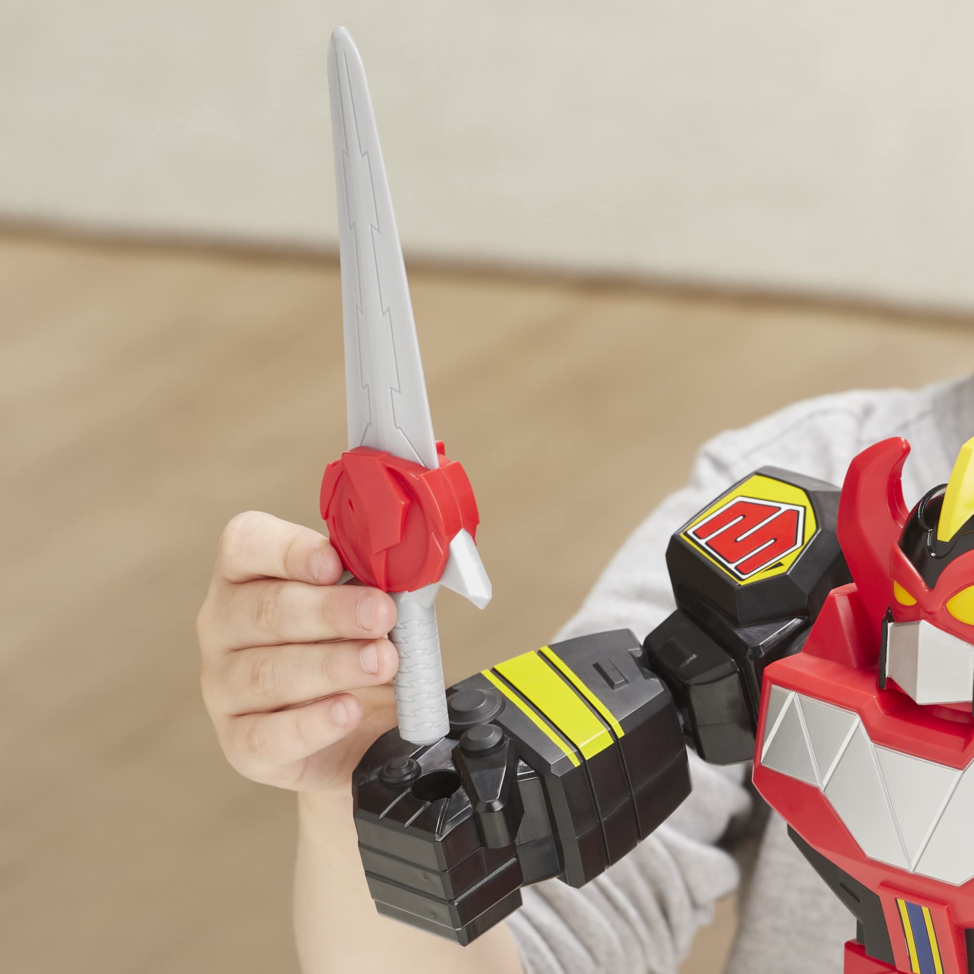 Power Rangers Playskool Heroes Mega Mighties Megazord Figura de acción, juguete Mighty Morphin de 12 pulgadas para niños a partir de 3 años(E6361)