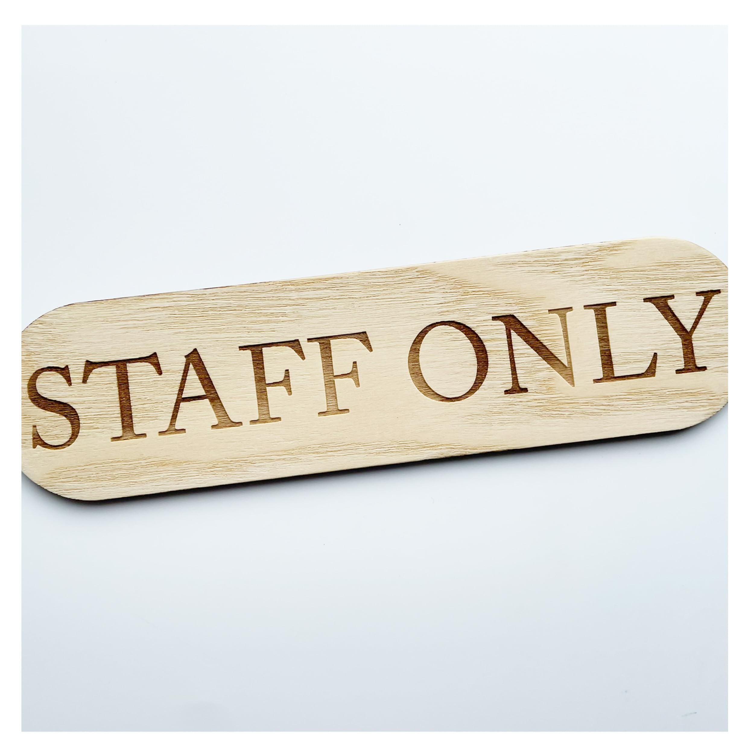 Office Business Home - Stick On - Self Adhesive - Wooden Door Signs (Staff Only)