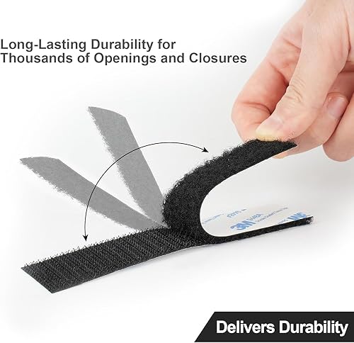 Miniatura 3 de Cinta autoadhesiva de velcro de 1 pulgada x 10 pies de largo, sujetadores de tela de nailon entrelazados, cinta adhesiva resistente reutilizable