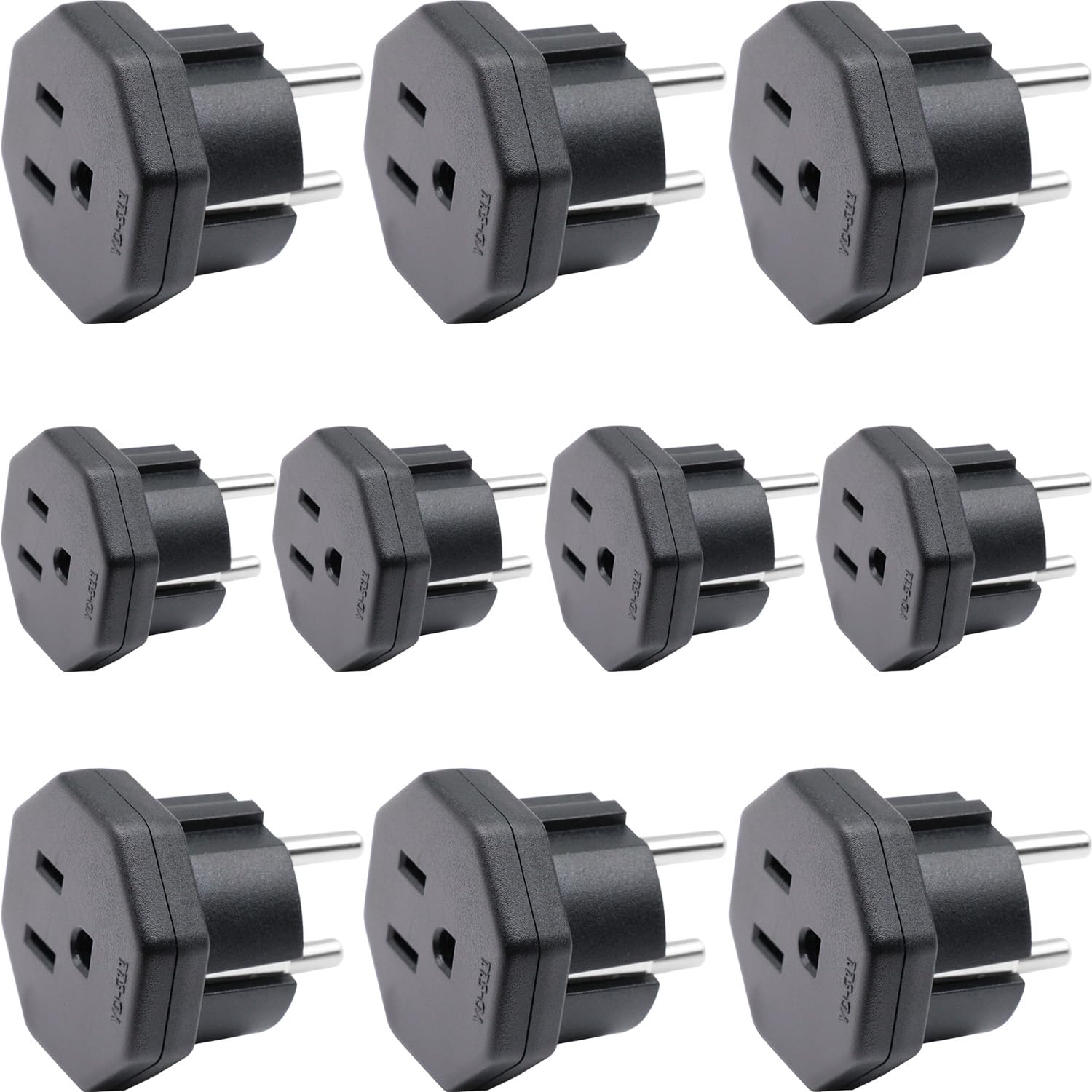 Spina USA/JP/CA a UE/DE/FR/IT/ES Adattatore Presa, Presa USA/CA/JP per Adattamento Apparecchio Elettronico a Presa UE a 2 Pin/Presa Germania (10 Pezzi Nero)