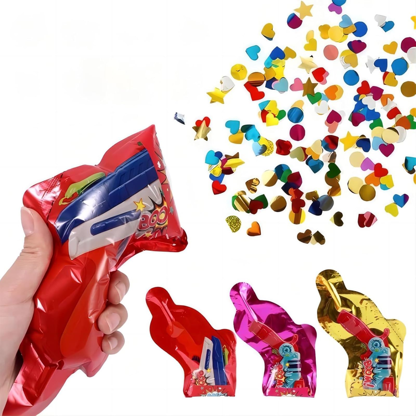 25pcs Party Poppers, Confetti Cannons, Inflatable Confetti Gun - Great for Wedding, Birthday, Anniversary, Valentine's Day, Carnival, New Years, Party Supplies