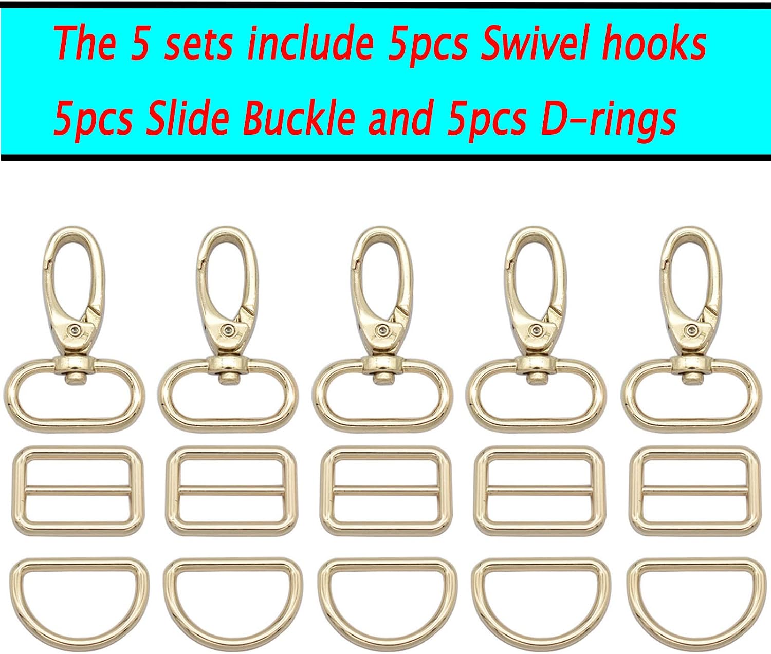 Rainbow Swivel Hook Claw Clasp - 25mm Slide Strap Buckle D Ring Adjuster Buckle for Dog Collar Backpack Purse Hardware image 4