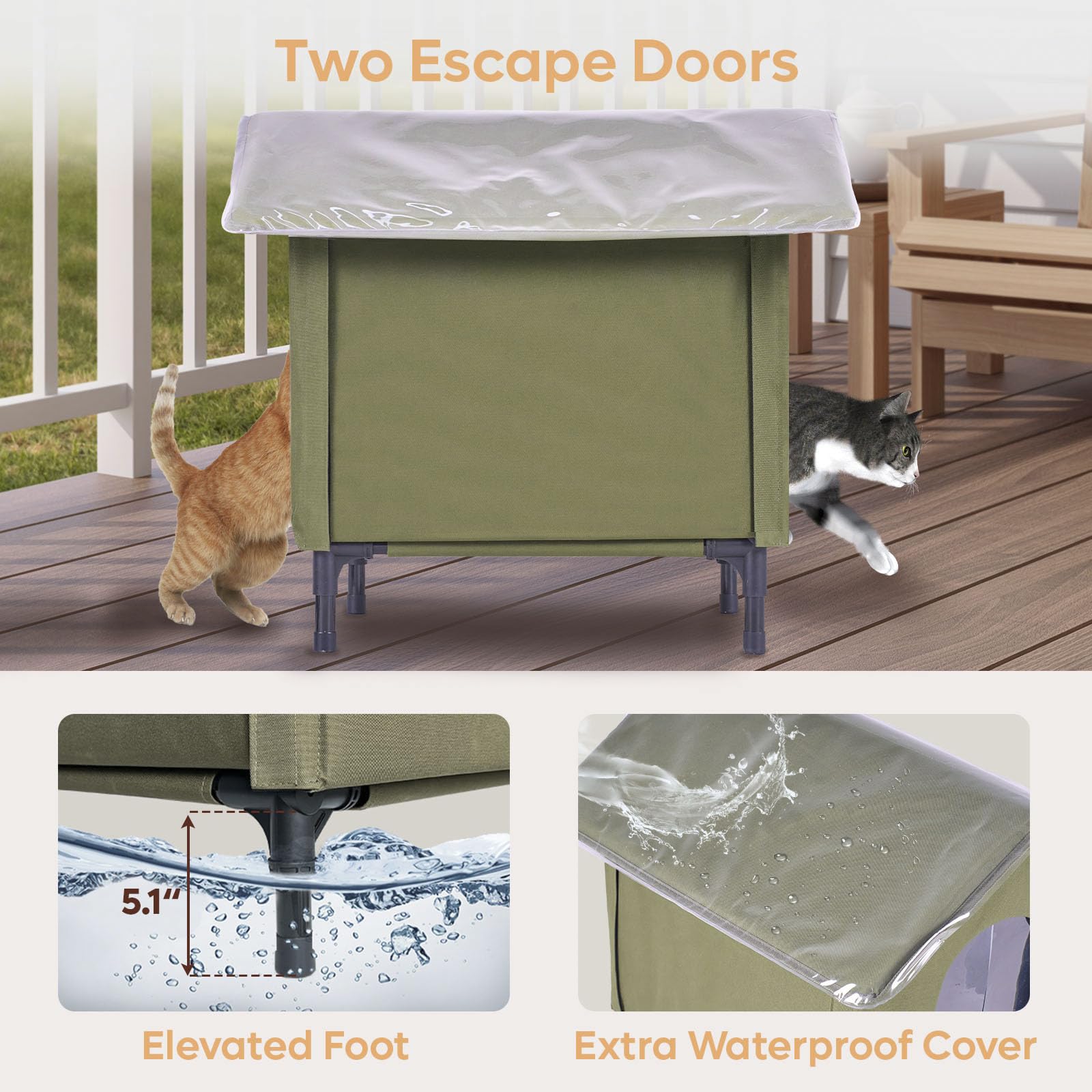 Casa Para Gatos Con Calefacción Ajustable - Cama Calentada Semicerrada Para Interior Y Exterior En Invierno