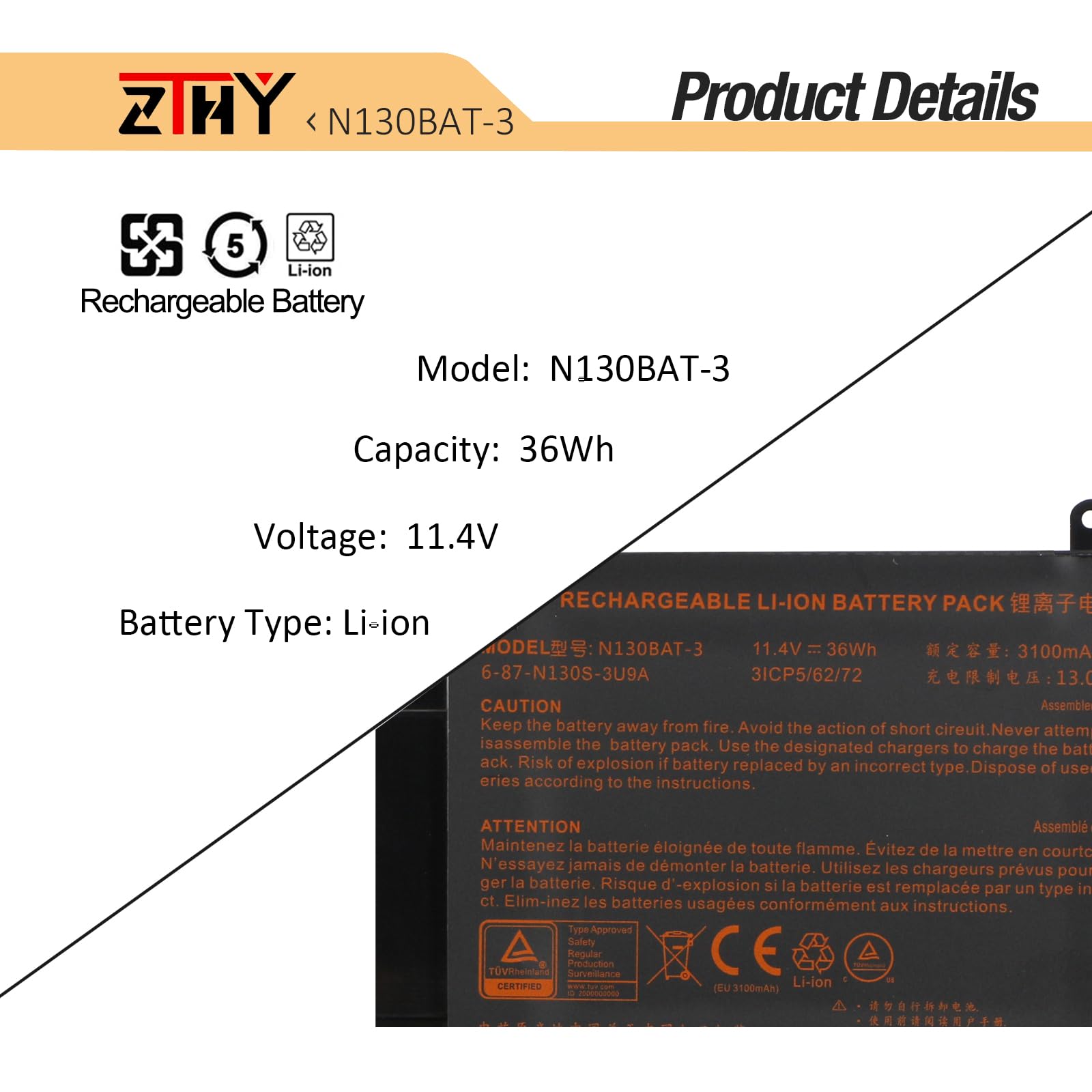 Amazon.com: N130BAT-3 Battery for Clevo B1301 B1401 B1504 N130BU