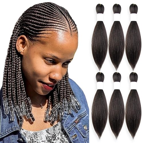 Cabello trenzado preestirado de 12 pulgadas, 6 paquetes de cabello trenzado profesional suave, trenzas de ganchillo de textura recta, fibra