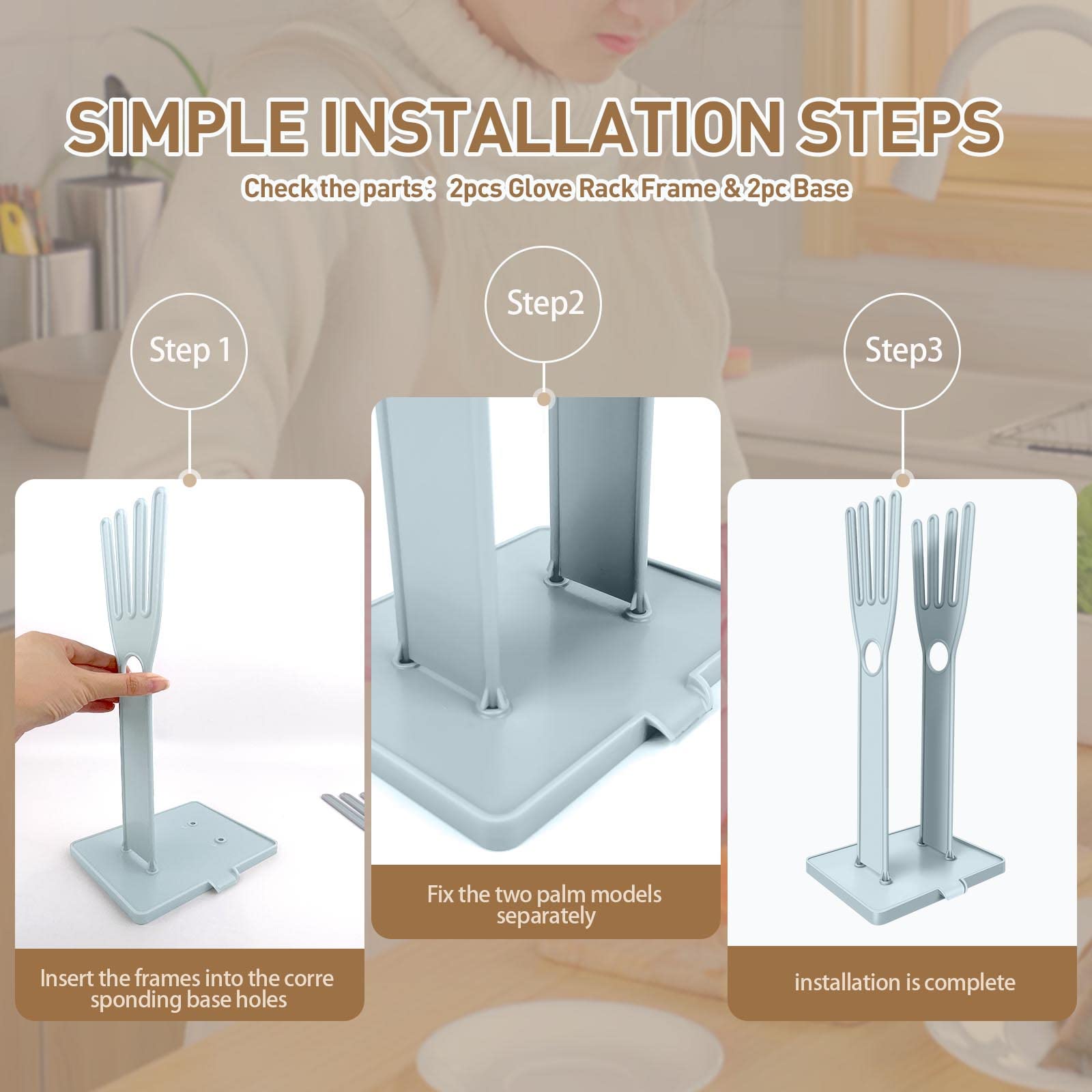 Soporte para guantes de cocina de 2 piezas, secador de guantes, soporte para guantes de lavavajillas, estante de goma para manoplas de plástico, guantero reutilizable, perfecto para la cocina. 4