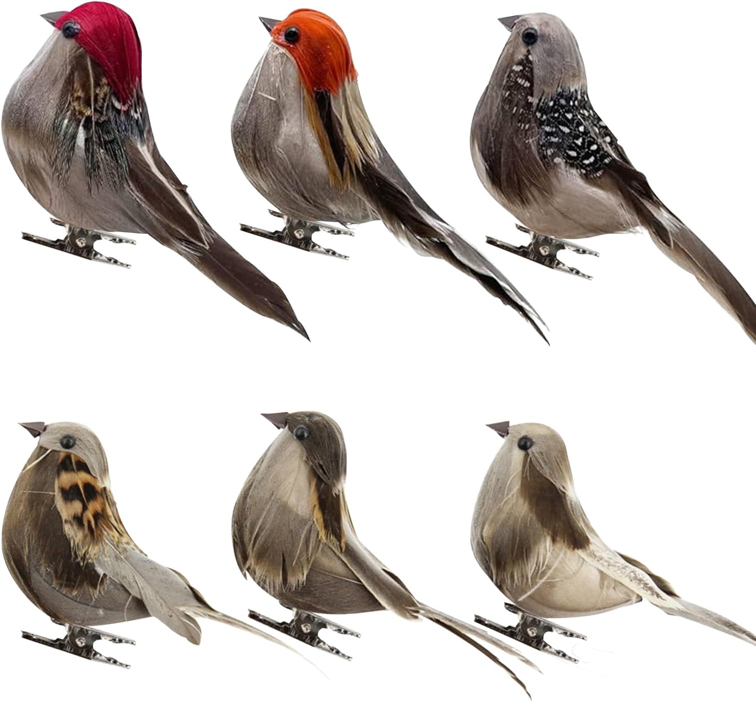 GIONAR Lot De 10 Oiseaux Décoratifs Similaires Avec Clips - Plumes Multicolores Pour Jardin, Arbres Et Fêtes