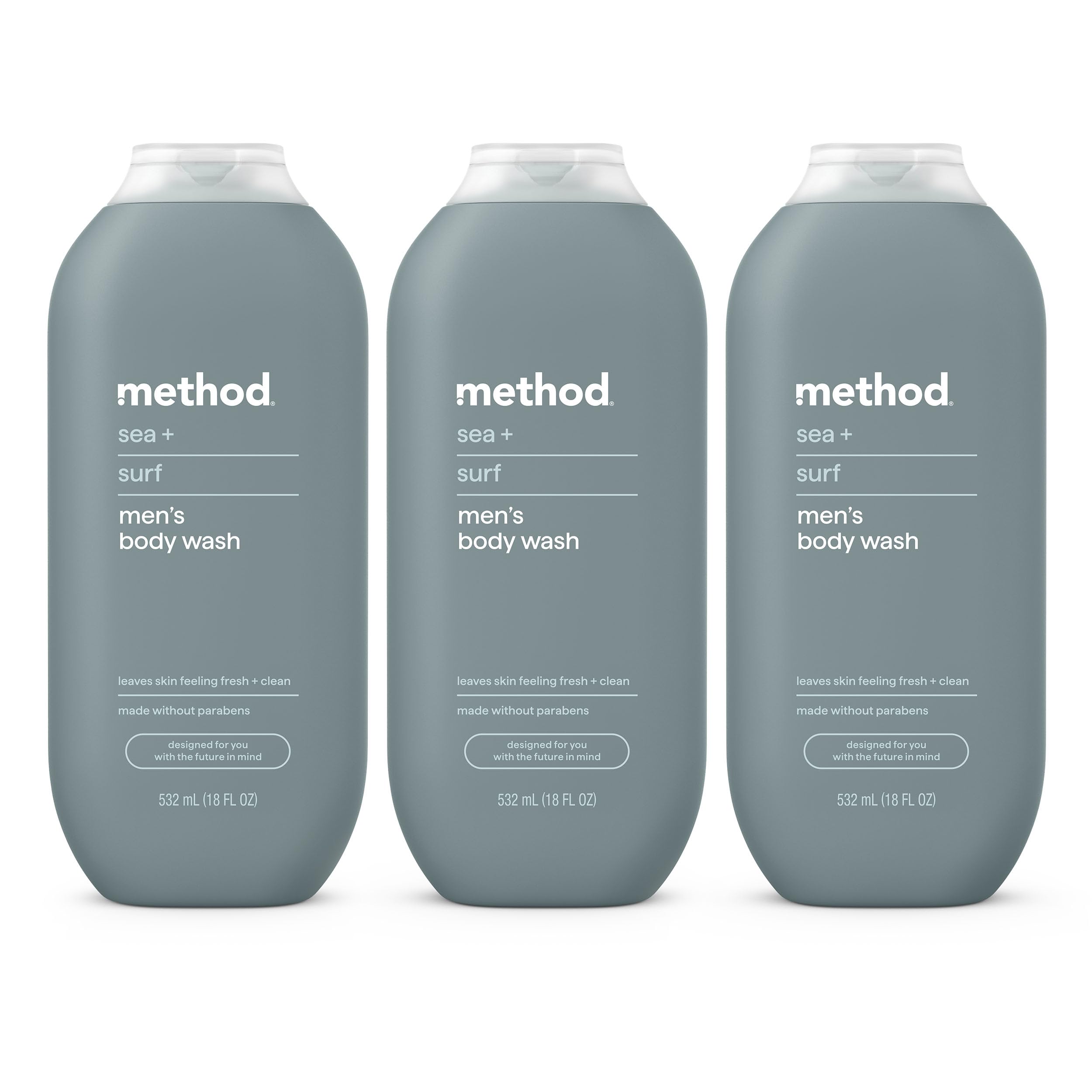method Men’s Body Wash, Sea + Surf, 18 fl oz, 3 Pack