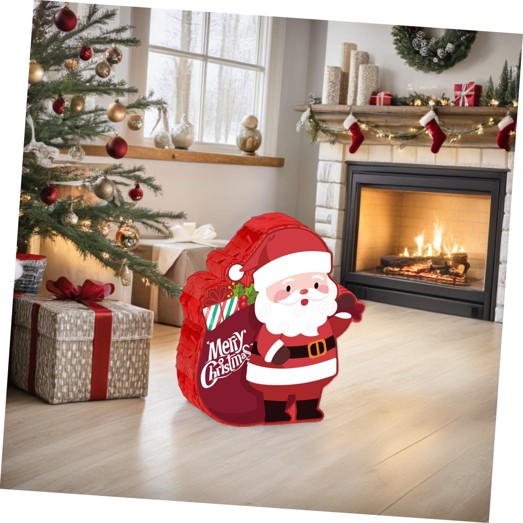 Lurrose Weihnachts Pinata Santa Claus mit und Augenbinde Hängende Weihnachtsdekoration für Bürofeiern Familienaktivitäten und Partyspiele