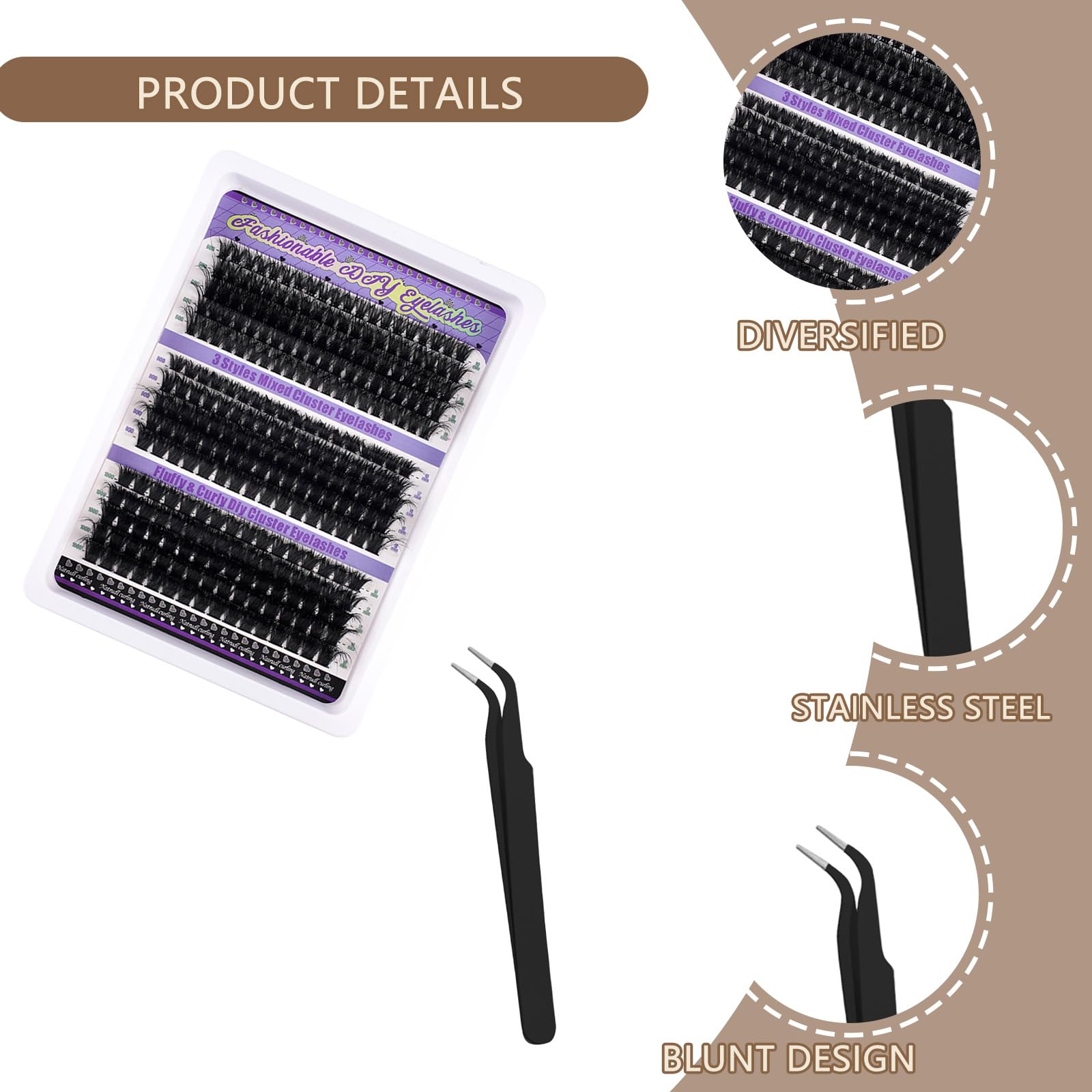 60D-80D-100D Thick Lashes Individual Cluster 240pcs Eyelashes Set,Cluster Lashes for Girls and Women,DIY Lash Extension Easy to Apply False Eyelashes Extensions Kit with Seal Tweezers - Image 3