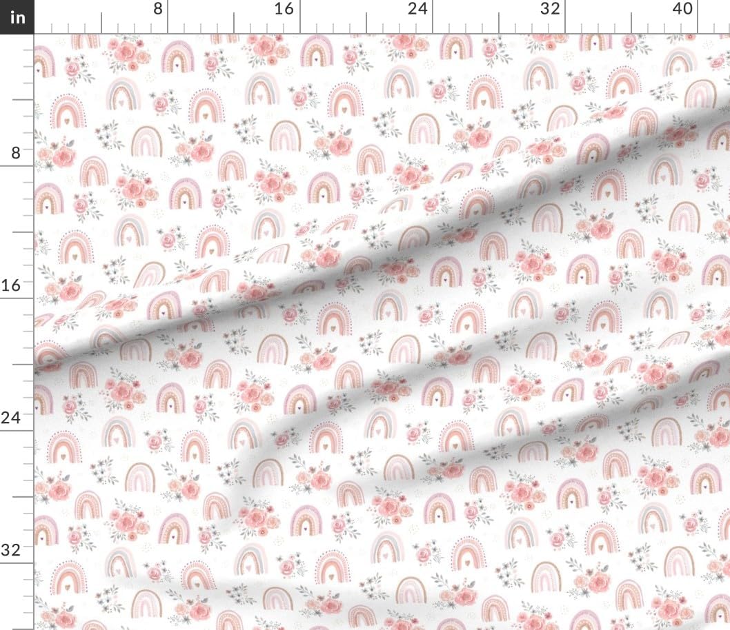 Spoonflower Fabric - Watercolor Floral Rainbow Flowers Botanical Baby Girl Peonies Blanket Printed on Petal Cotton Fabric Fat Quarter - Sewing Quilting Apparel Crafts Decor