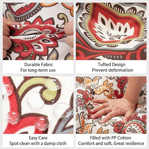 Miniatura 6 de Magpie Fabrics Cojín de banco de patio de 42 x 18 pulgadas, antideslizante, resistente al agua, almohadillas de asiento largas para columpio, sofá,