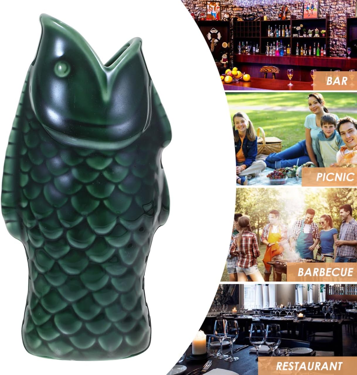 Kichvoe Parrot Ceramic Tiki Mug 7.08In Unique Cocktail Cup for Hawaiian Party Banquet Summer Drinks Reusable Beverage Glass - Image 7