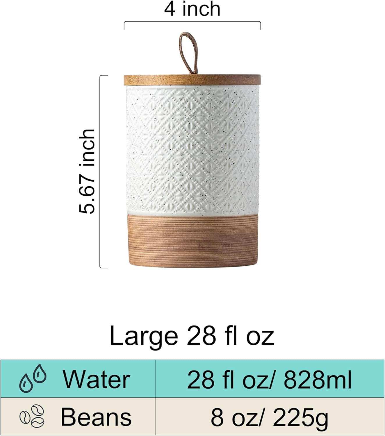 Miamolo Large Coffee Containers with Lids, Ceramic Coffee Canister Kitchen Food Storage Cookie Jars with Airtight Lid for Spice Sugar Tea Candy, Stackable Decorative Jars for Counter - White 28 fl.oz