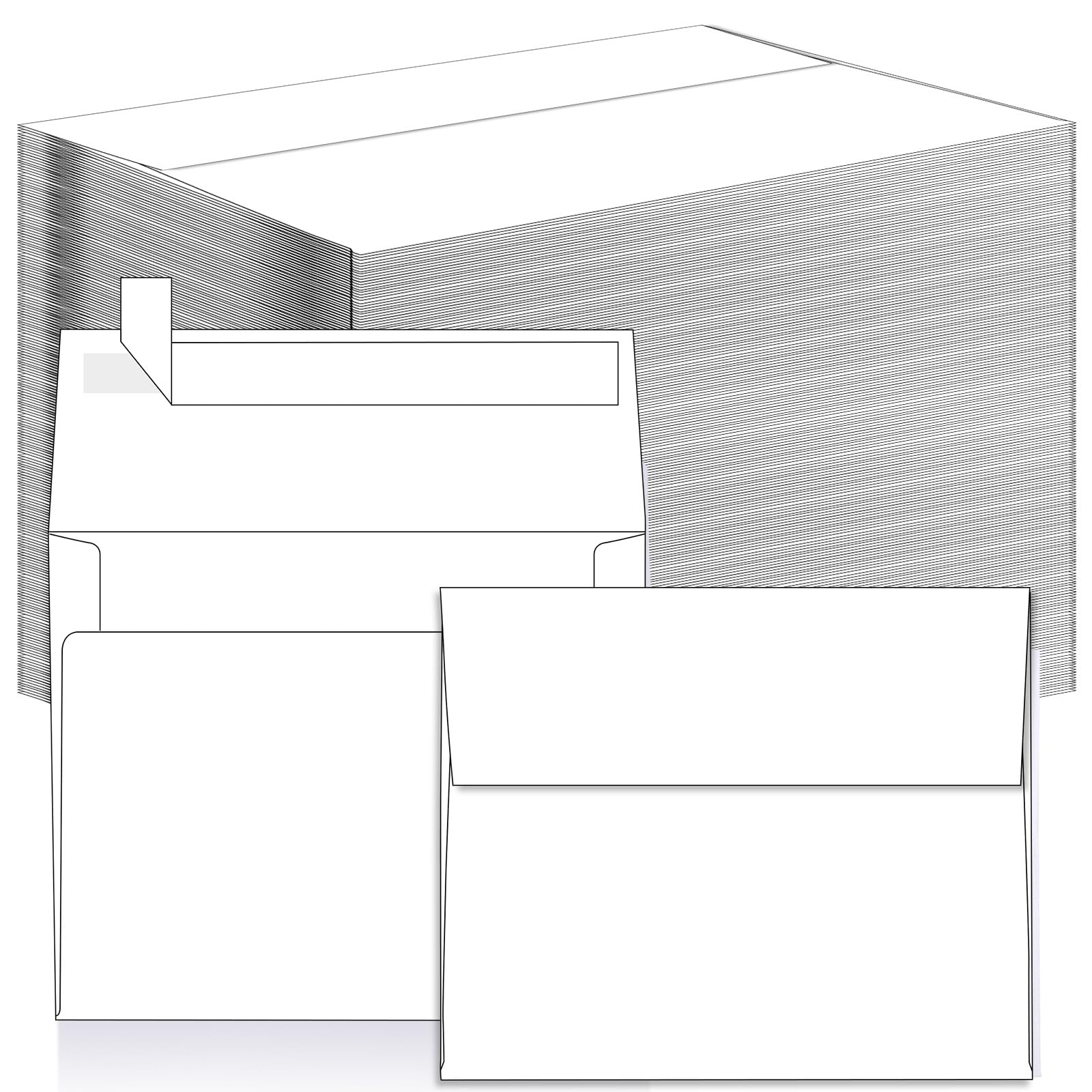SATINIOR Lot de 300 enveloppes d'invitation blanches A9 pour cartes de 14 x 21,6 cm avec rabat en V et fermeture autocollante pour lettres, photos, cartes, mariage, fête prénatale, 14,6 x 22,2 cm