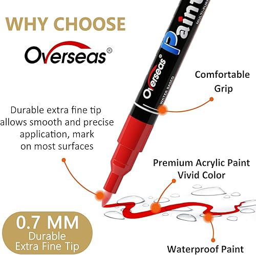 Miniatura 2 de Overseas Rotuladores de pintura  Marcadores permanentes blancos y negros de pintura acrílica, paquete de 2 unidades, a base de agua, impermeables,