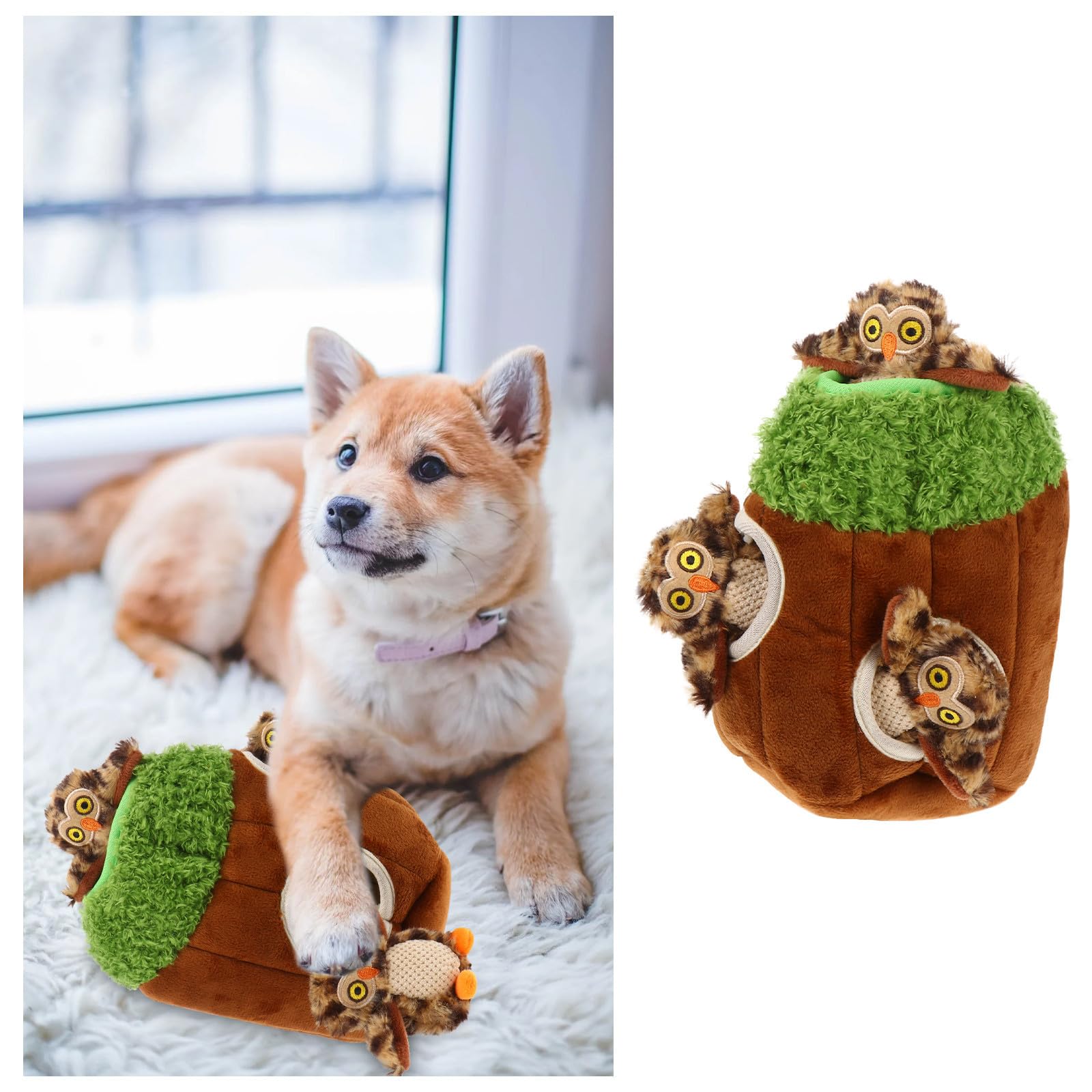 Veemoon Peluche Interactif pour Chien 4 Pièces Forme Animale Couineur, pour Activité Cache-Cache, Favorise la Santé Dentaire Mâchage