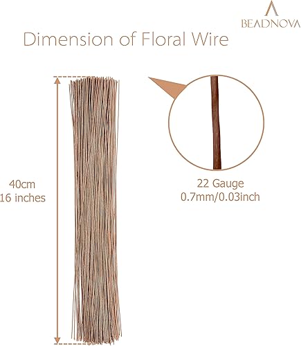 Miniatura 7 de BEADNOVA Alambre de tallo floral, 200 unidades, alambre floral de calibre 22, alambre floral verde para arreglos florales, ramo de bricolaje (verde