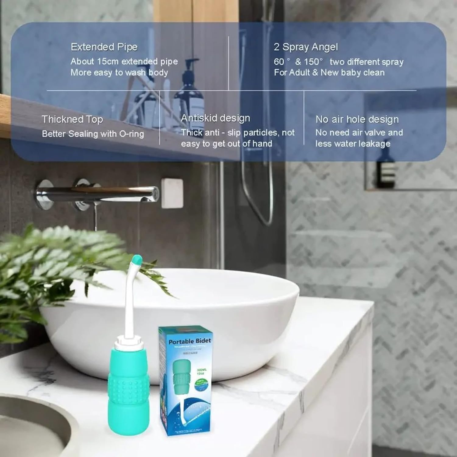 300ML Plastic Retractable Handheld Water Spray Bidet Portable of Antislip, Bidet Angled Nozzle Spray with Travel Bag, Bidet for Toilet with Long Pointed Nozzle for Personal Hygiene Cleaning/Baby Care/Soothing Postpartum Care 3