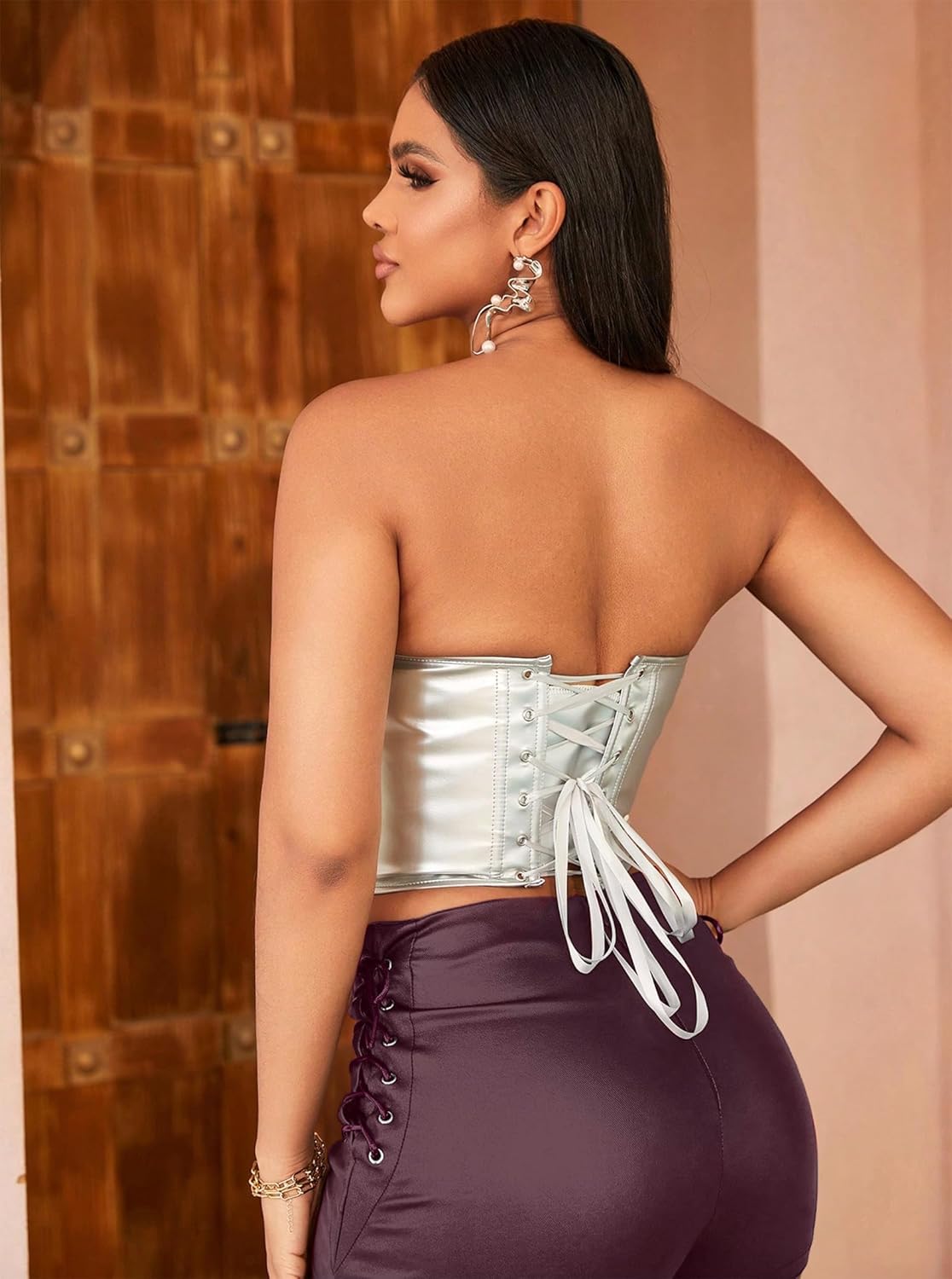 Leather Shorts for Women High Waisted Lace Up Side Stretchy Sexy Mini Booty Short Y2K Rave Club Party Concert Winter - Image 9