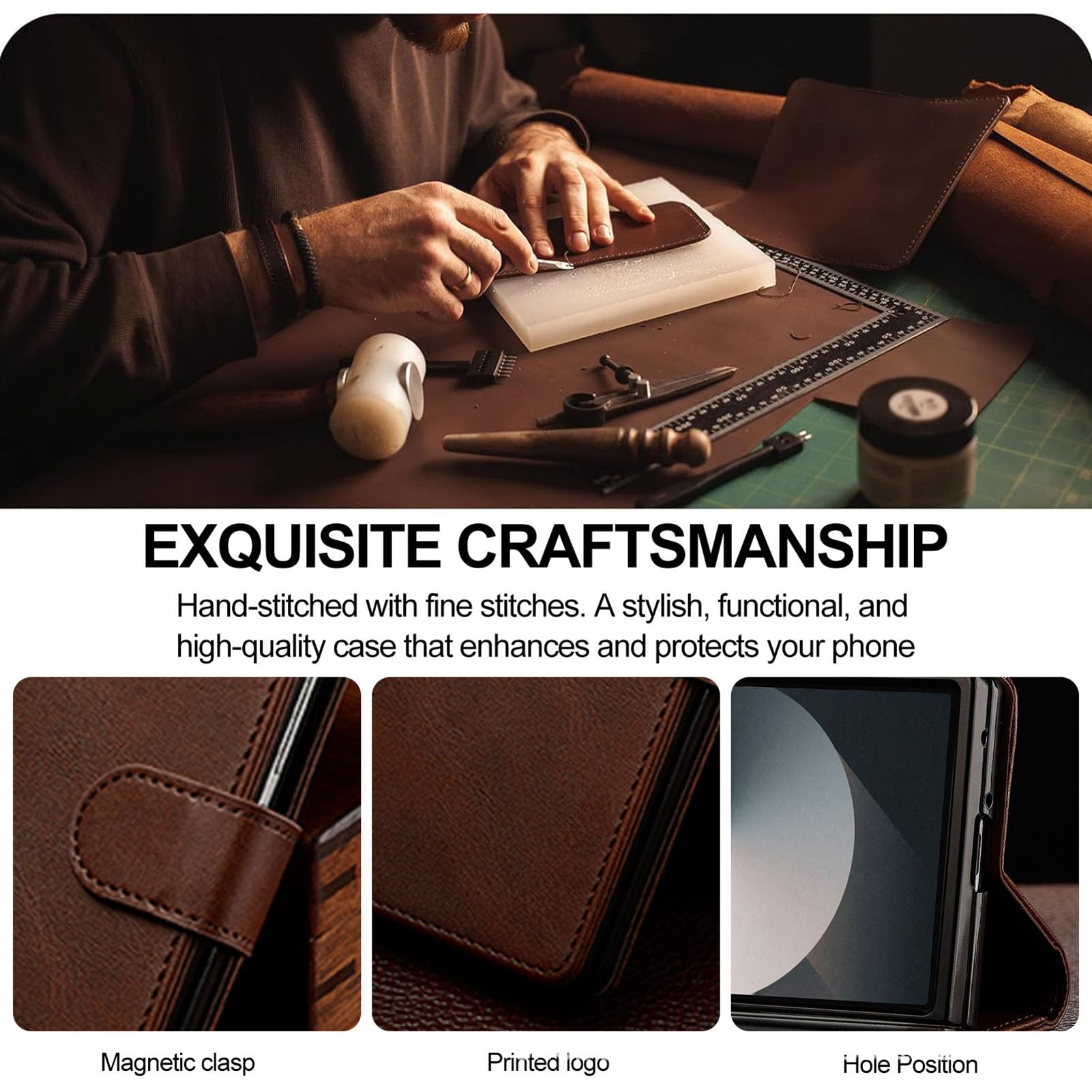 Custodia Flip For Samsung Galaxy Z Fold 8 Ultra, Portafoglio In Pelle Con Slot For Contanti For Uomo E Donna Cover Con Funzione Stand Folio TPU Protezione Caduta Custodia For Telefono(Brown)