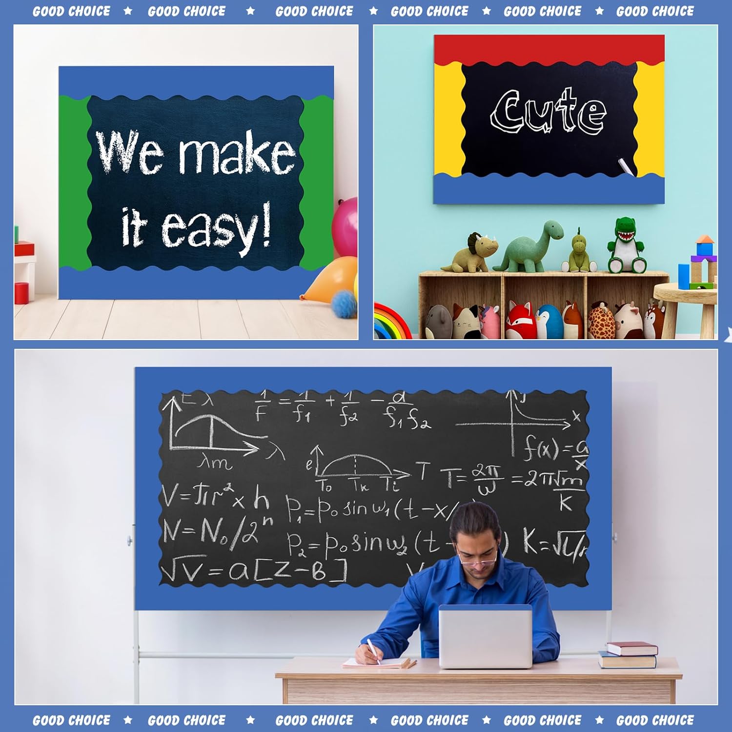 Tenceur 162 Pcs Magnetic Bulletin Board Borders for Classroom Bulletin Boarder Trim for Whiteboard Decorations Scalloped Trim Colorful Office Home Use Spring Summer Decor(Classic Color)