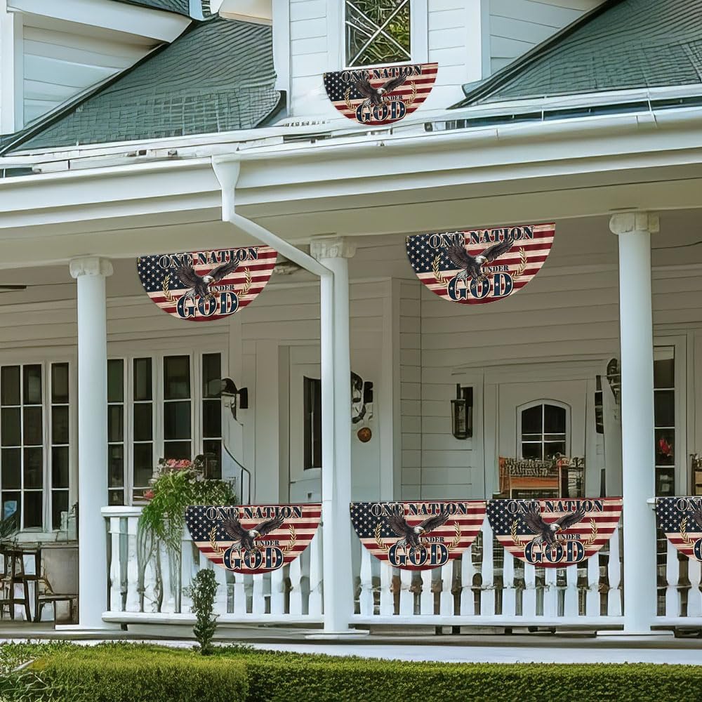 American Flag One Nation Under God Patriotic Eagle 4th Of July Non-Pleated Fan Flag TQN3169FL, 1.5x3 ft, 1 Pack Suitable for Outdoor and Indoor