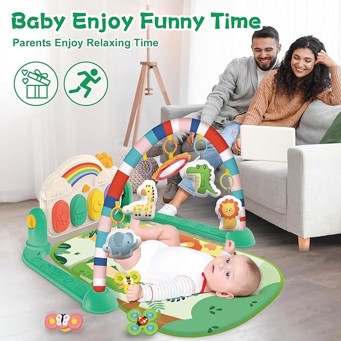 Joryuek Baby Gym & Play Mat, Alfombra de Actividades, 0-12 Meses (Verde) miniatura 5