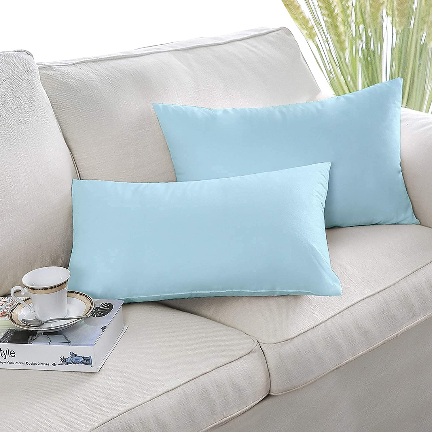 Indore Cotton Micro Fiber Filled Sky Blue Plain Cotton Pillow Takiya