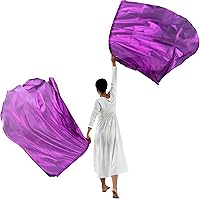 Vista 5 de Wuchieal Juego de 2 banderas de alabanza de 55 pulgadas con varillas flexibles, semicírculo, alabanza, alas de ángel, para danza, iglesia