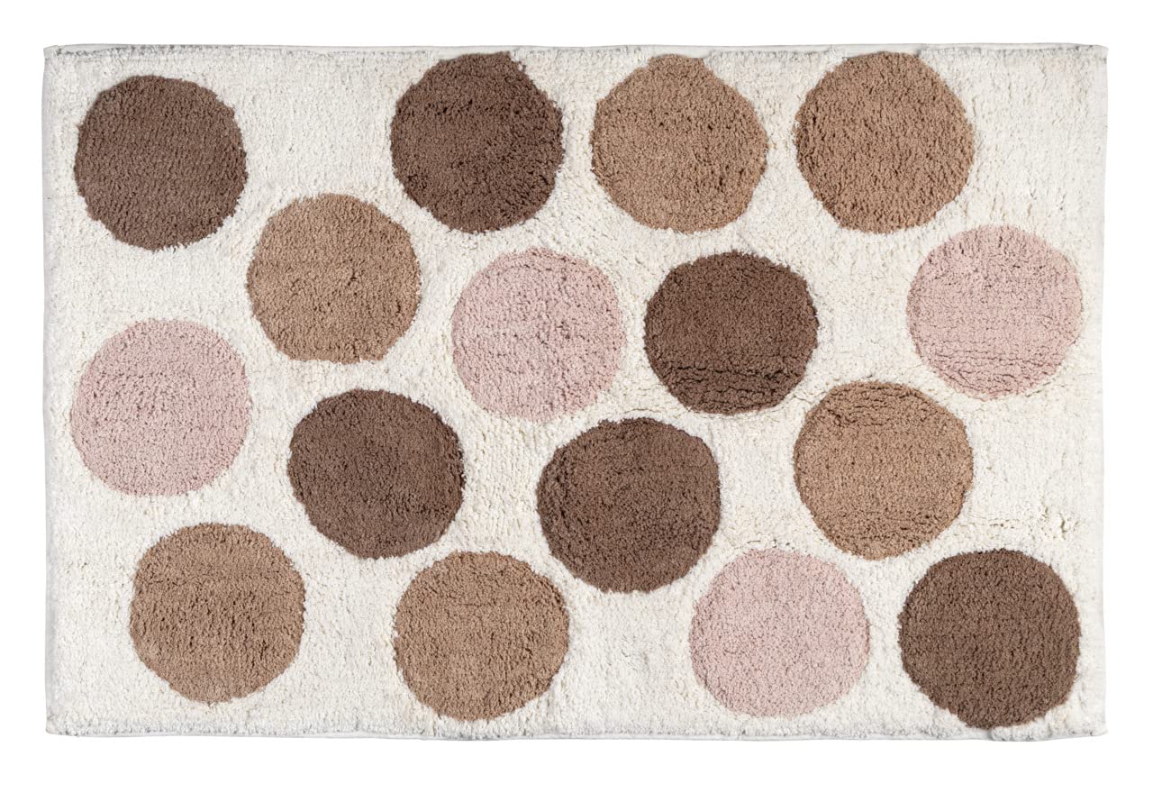 Wenko Tappetino Scendibagno Tibe 100% Cotone Biologico Certificato con Grandi Punti di Diversi Colori, Lato Inferiore Antisdrucciolo, Lavabile Fino a 40 °C, (L X P): 60 X 90 Cm