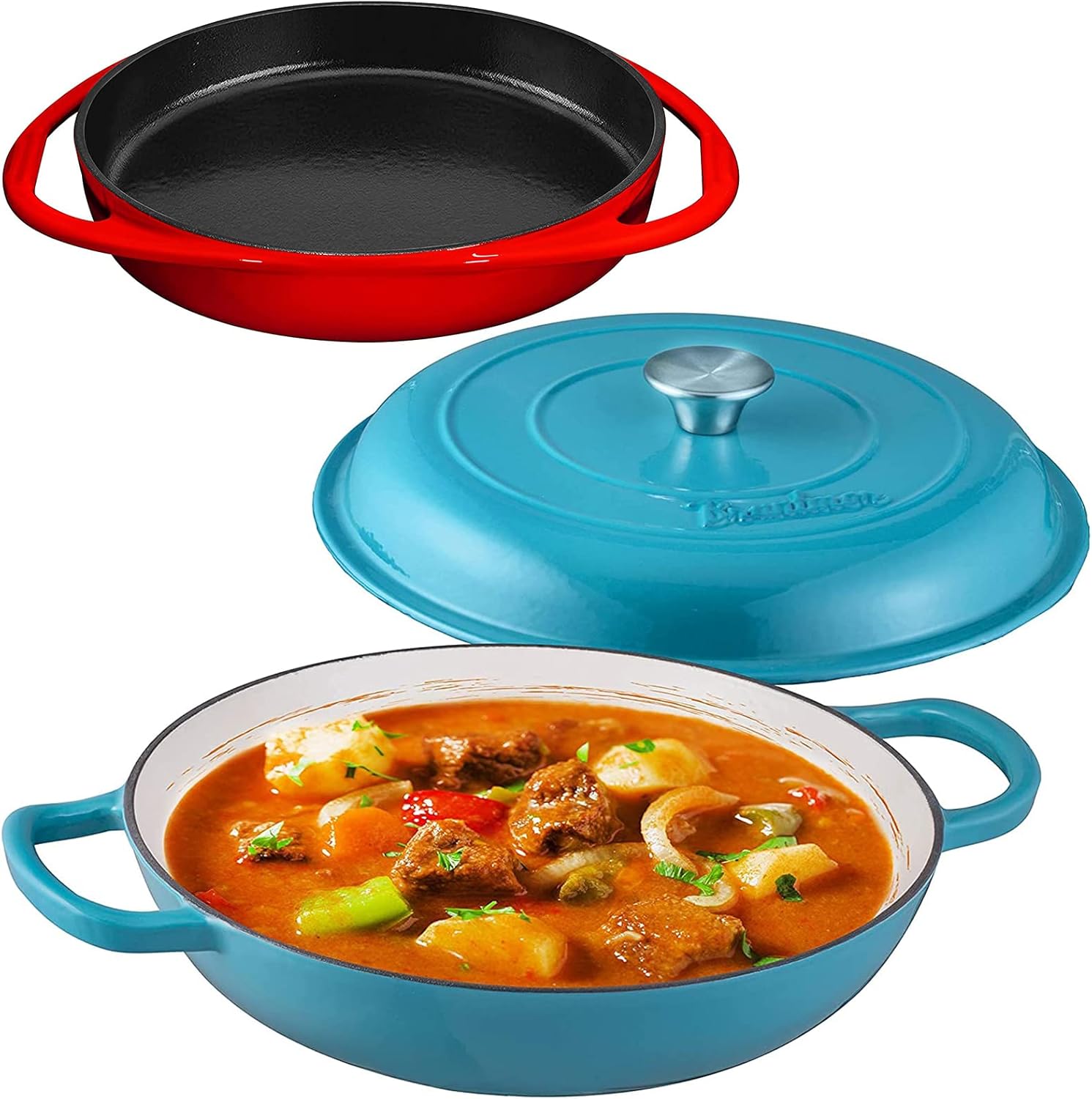 Bruntmor Enameled Cast Iron Cookware Shallow Casserole