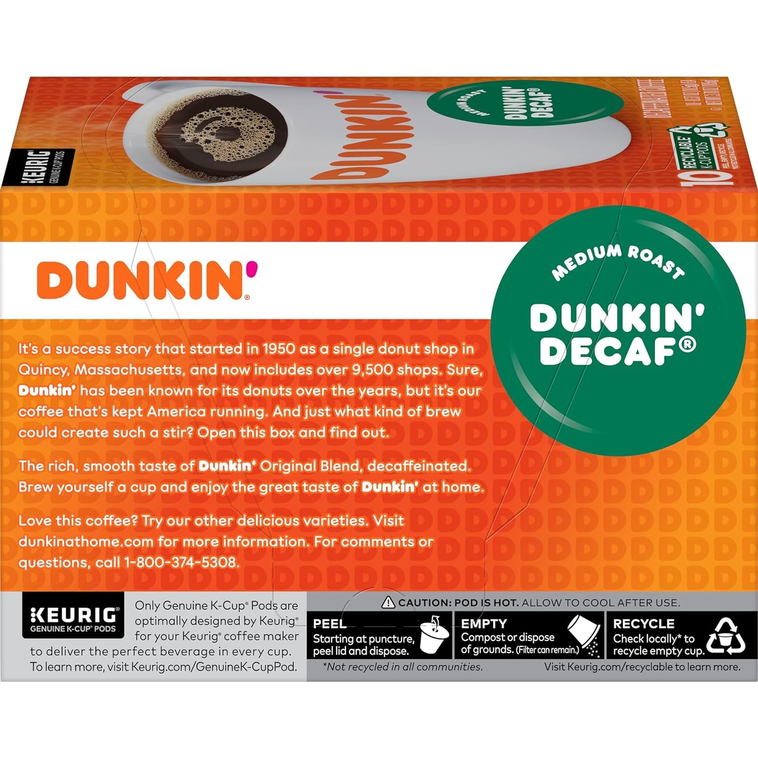 SOUTHERN BASICS Dunkin Donuts Decaf Original Flavor Coffee K-Cups For Keurig K Cup Brewers, Packaging May Vary (48 Count)