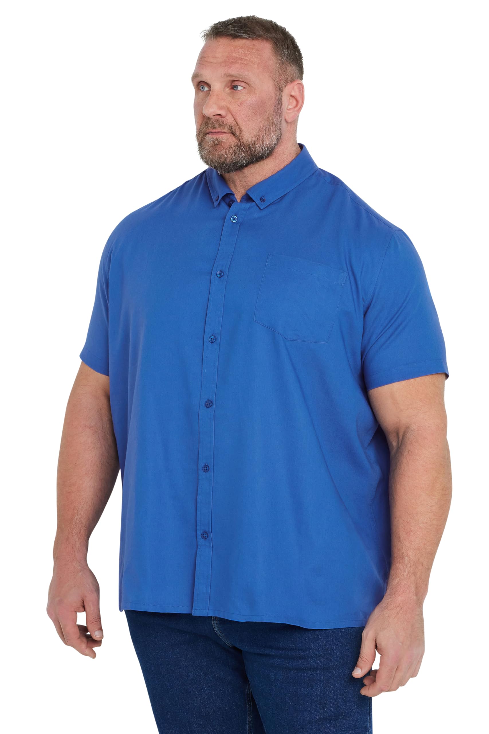 BadRhino Short Sleeve Oxford Shirt - Dark Blue - Cotton - XXXL