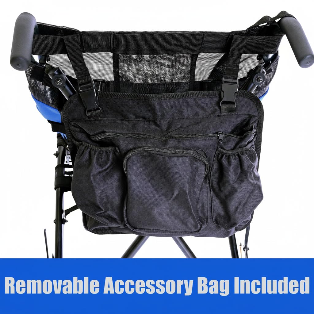 Adaptive Urban Rider Stroller by Sylvan, Heavy Duty Portable Folding Wheelchair for Special Needs Teens & Young Adults, 17-inch Anatomic Shaped Seat, 250lb Capacity, Safety Belt, Brakes