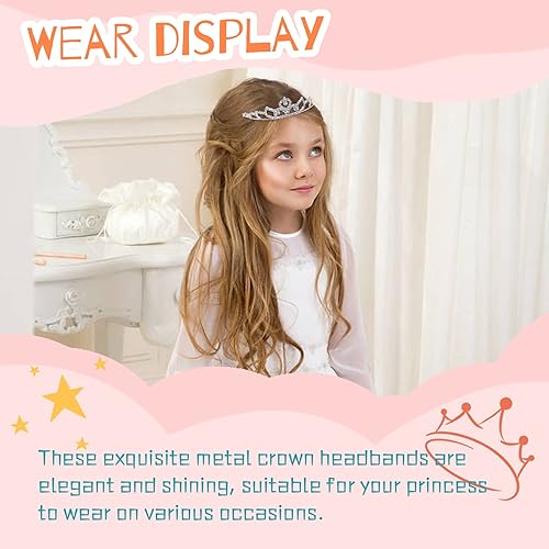 Miniatura 2 de Cinaci Paquete de 5 diademas de metal plateado con diamantes de imitación brillantes y brillantes, coronas para el cabello, tiaras, accesorios para